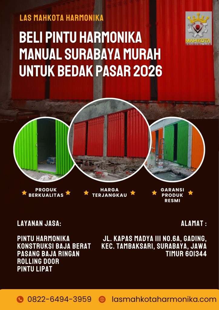 Beli Pintu Harmonika Manual Surabaya Murah untuk Bedak Pasar 2026