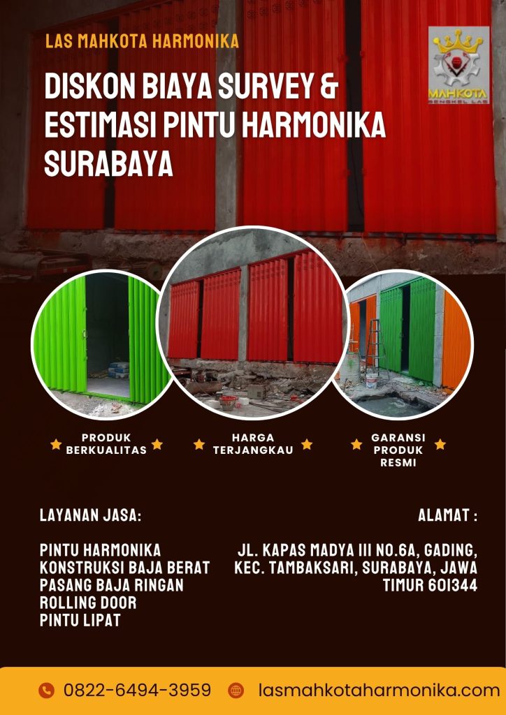 Diskon Biaya Survey & Estimasi Pintu Harmonika Surabaya