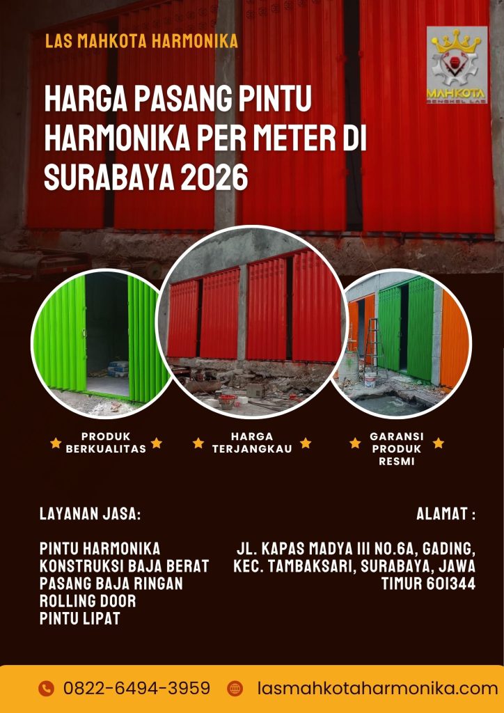 Harga Pasang Pintu Harmonika per Meter di Surabaya 2026