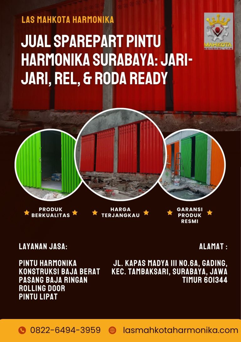 Jual Sparepart Pintu Harmonika Surabaya: Jari-jari, Rel, & Roda Ready