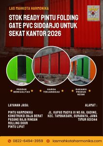 Stok Ready Pintu Folding Gate PVC Sidoarjo untuk Sekat Kantor 2026