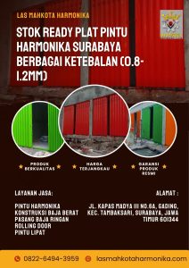 Stok Ready Plat Pintu Harmonika Surabaya Berbagai Ketebalan (0.8-1.2mm)