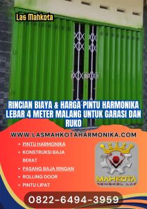 Rincian Biaya & Harga Pintu Harmonika Lebar 4 Meter Malang untuk Garasi dan Ruko